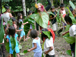 Shuar children preparing for ceremony 