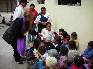 Edie and Vijali teaching in the Shaur School 