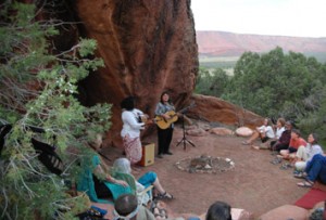 Gathering at Wisdom Retreat with performers Indigie Femme